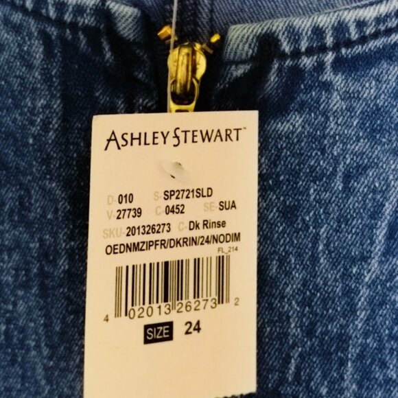 New Women's Plus Size Denim Belted Stretch Sleeveless Zip Front Dress NWT - Picture 3 of 10